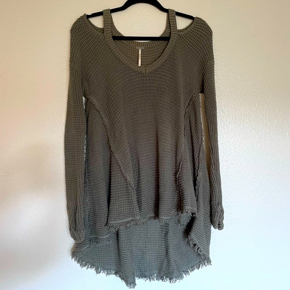 Free People Sweaters - Free People Sweater- Olive green, cold shoulder top